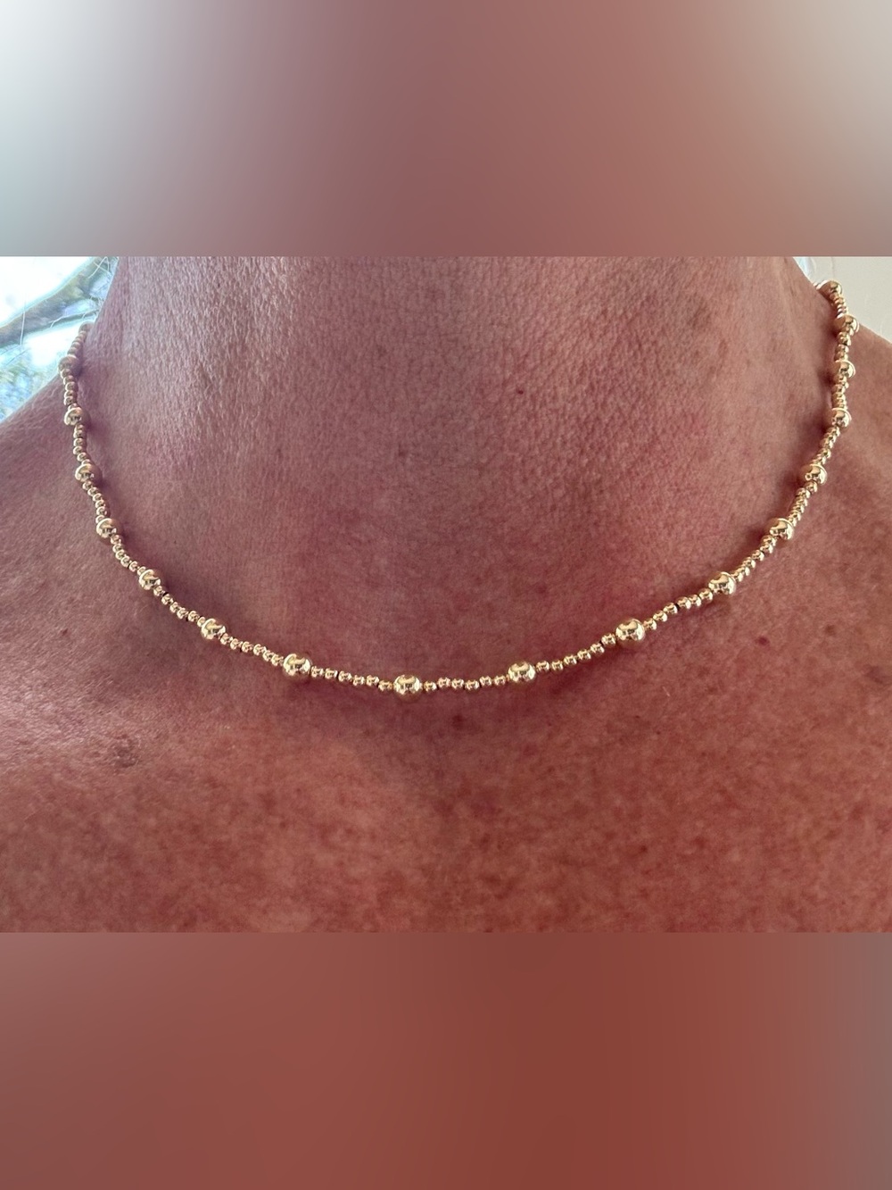 14k gold filled bead station necklace 14k gold filled 4 mm + 2 mm beads